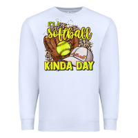 White It's a Softball kinda day leopard Premium Sweatshirt - HowdyJamesFarm