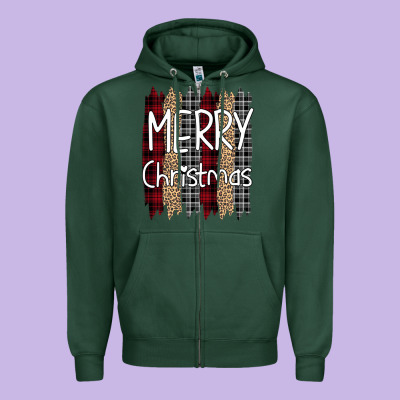 Merry Christmas Leopard Zipper Hoodie Designed By Bettercallsaul