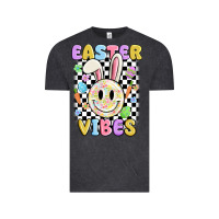 Vintage Black easter vibes smiley face Vintage Tee - MaliasSmallBusiness