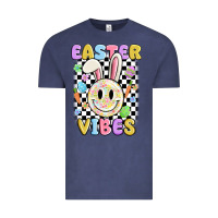 Vintage Denim easter vibes smiley face Vintage Tee - MaliasSmallBusiness