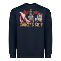 Navy busy doing cowgirl shit liquor boots cigarette Heavyweight Sweatshirt - NancyCooperArtShop