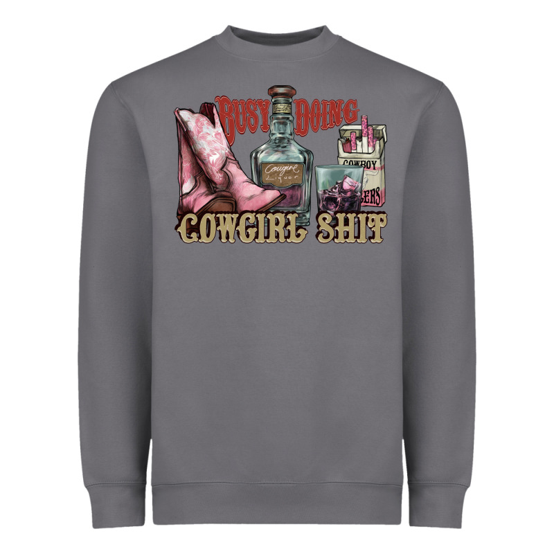 Busy Doing Cowgirl Shit Liquor Boots Cigarette Heavyweight Sweatshirt by NancyCooperArtShop | Teevron