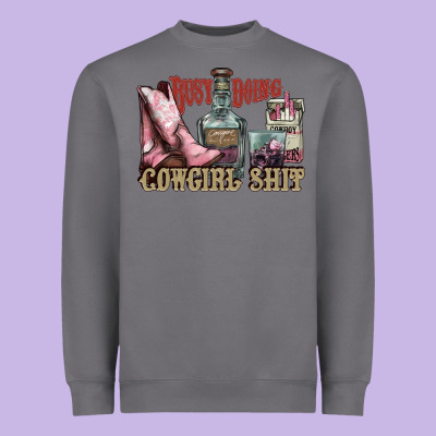 Busy Doing Cowgirl Shit Liquor Boots Cigarette Heavyweight Sweatshirt Designed By Nancycooperartshop