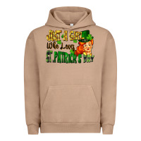 Pigment Burro Just a girl who loves St. Patrick's Day Urban Hoodie - FaDigitalArtStudio