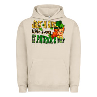 Pigment French Oak Just a girl who loves St. Patrick's Day Urban Hoodie - FaDigitalArtStudio