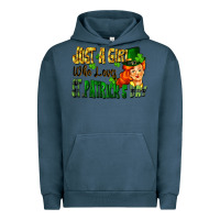 Pigment Midnight Navy Just a girl who loves St. Patrick's Day Urban Hoodie - FaDigitalArtStudio