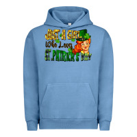 Pigment Pebble Blue Just a girl who loves St. Patrick's Day Urban Hoodie - FaDigitalArtStudio