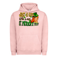 Pigment Salmon Just a girl who loves St. Patrick's Day Urban Hoodie - FaDigitalArtStudio