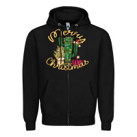Black Merry Christmas Cactus Zipper Hoodie - Bettercallsaul