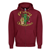 Burgundy Merry Christmas Cactus Zipper Hoodie - Bettercallsaul