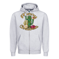 Heather Grey Merry Christmas Cactus Zipper Hoodie - Bettercallsaul