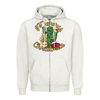 Oatmeal Heather Merry Christmas Cactus Zipper Hoodie - Bettercallsaul