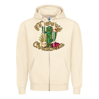 Sandshell Merry Christmas Cactus Zipper Hoodie - Bettercallsaul