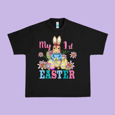 My First Easter With Baby Bunny And Eggs Urban Heavy Tee Designed By Adodesignshop