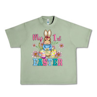 Oil Green my first easter with baby bunny and eggs Urban Heavy Tee - AdoDesignShop
