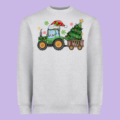 Christmas Tractor Heavyweight Sweatshirt Designed By Maliassmallbusiness
