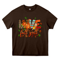 Chocolate Brown love fall  yall Heavy Core Tee - AdoDesignShop