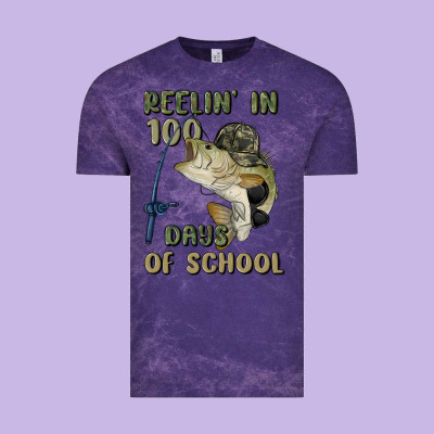 Reelin' In 100 Days Of School Vintage Tee Designed By Maliassmallbusiness
