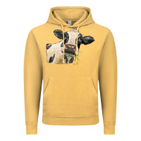 Vintage Mustard holstein heifer face Vintage Hoodie - LillyAllenDesigns