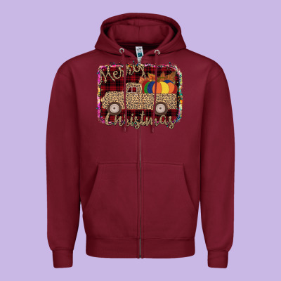 Merry Christmas Truck Zipper Hoodie Designed By Bettercallsaul