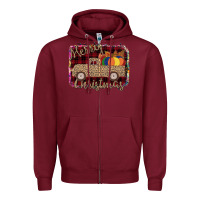 Burgundy Merry Christmas Truck Zipper Hoodie - Bettercallsaul