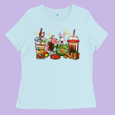 Christmas Coffee Cups With Bull Terrier Ladies Tee Designed By Ranaportraitstore