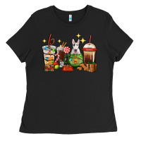Black Christmas coffee cups with Bull Terrier Ladies Tee - RanaPortraitStore