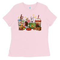 Bubblegum Pink Christmas coffee cups with Bull Terrier Ladies Tee - RanaPortraitStore