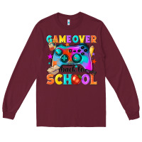 Burgundy game over back to school Long Sleeve Tee - NancyCooperArtShop