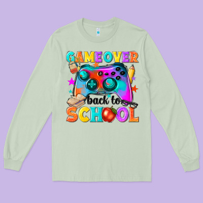 Game Over Back To School Long Sleeve Tee Designed By Nancycooperartshop