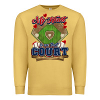 Antique Gold My heart is on that court Baseball Premium Sweatshirt - HowdyJamesFarm