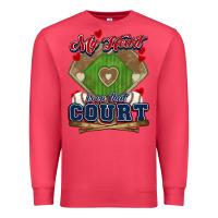 Cardinal My heart is on that court Baseball Premium Sweatshirt - HowdyJamesFarm