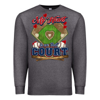 Charcoal Heather My heart is on that court Baseball Premium Sweatshirt - HowdyJamesFarm