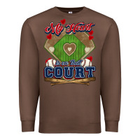 Chestnut My heart is on that court Baseball Premium Sweatshirt - HowdyJamesFarm