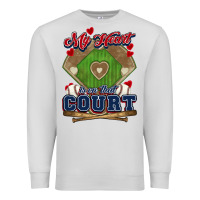 Dove Grey My heart is on that court Baseball Premium Sweatshirt - HowdyJamesFarm