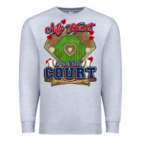 Heather Grey My heart is on that court Baseball Premium Sweatshirt - HowdyJamesFarm