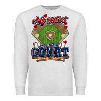 Oatmeal Heather My heart is on that court Baseball Premium Sweatshirt - HowdyJamesFarm