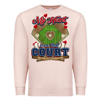 Pale Pink My heart is on that court Baseball Premium Sweatshirt - HowdyJamesFarm