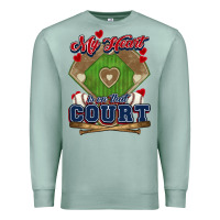 Seafoam My heart is on that court Baseball Premium Sweatshirt - HowdyJamesFarm
