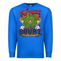 True Royal My heart is on that court Baseball Premium Sweatshirt - HowdyJamesFarm