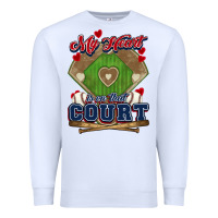 White My heart is on that court Baseball Premium Sweatshirt - HowdyJamesFarm
