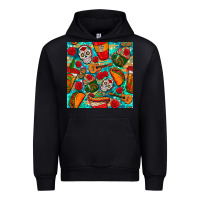 Black hispanic heritage month coffee cups and taco with glitter and leopard  Urban Hoodie - BundleAndBundleShop