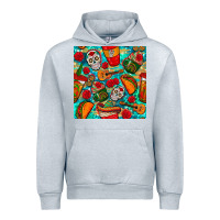 Heather Grey hispanic heritage month coffee cups and taco with glitter and leopard  Urban Hoodie - BundleAndBundleShop