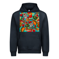 Navy hispanic heritage month coffee cups and taco with glitter and leopard  Urban Hoodie - BundleAndBundleShop
