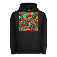 Pigment Black hispanic heritage month coffee cups and taco with glitter and leopard  Urban Hoodie - BundleAndBundleShop