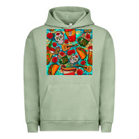 Pigment Oil Green hispanic heritage month coffee cups and taco with glitter and leopard  Urban Hoodie - BundleAndBundleShop