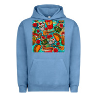 Pigment Pebble Blue hispanic heritage month coffee cups and taco with glitter and leopard  Urban Hoodie - BundleAndBundleShop