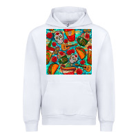 White hispanic heritage month coffee cups and taco with glitter and leopard  Urban Hoodie - BundleAndBundleShop