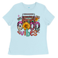 Baby Blue good vibes cassette boombox Ladies Tee - FaDigitalArtStudio