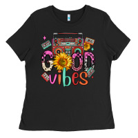 Black good vibes cassette boombox Ladies Tee - FaDigitalArtStudio